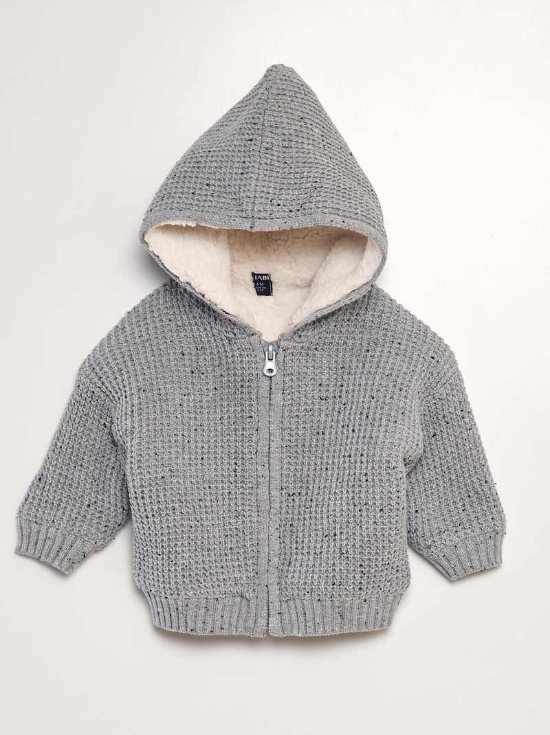 Chaqueta de punto con capucha GRIS - Kiabi