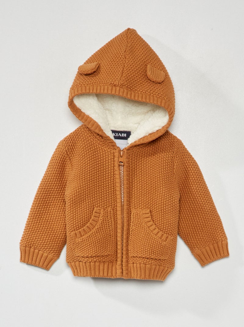 Chaqueta de punto con capucha MARRON - Kiabi