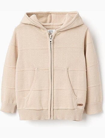 Chaqueta de punto con capucha y líneas en relieve