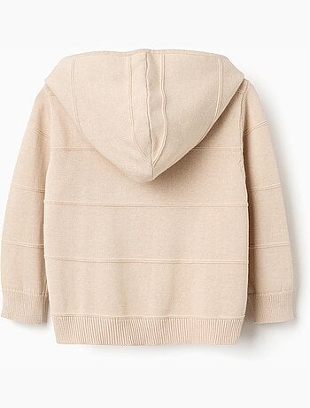 Chaqueta de punto con capucha y líneas en relieve