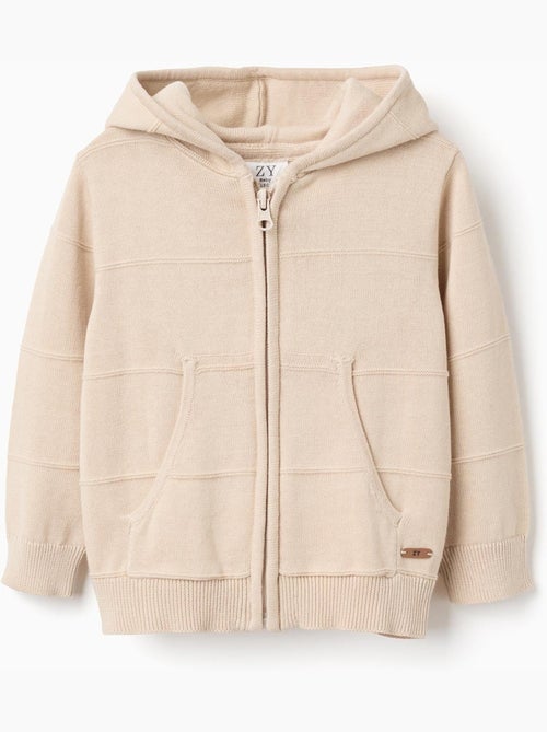 Chaqueta de punto con capucha y líneas en relieve - Kiabi