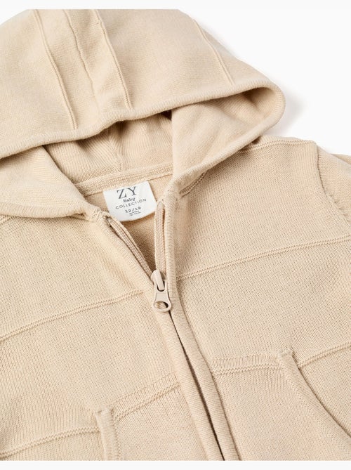 Chaqueta de punto con capucha y líneas en relieve - Kiabi