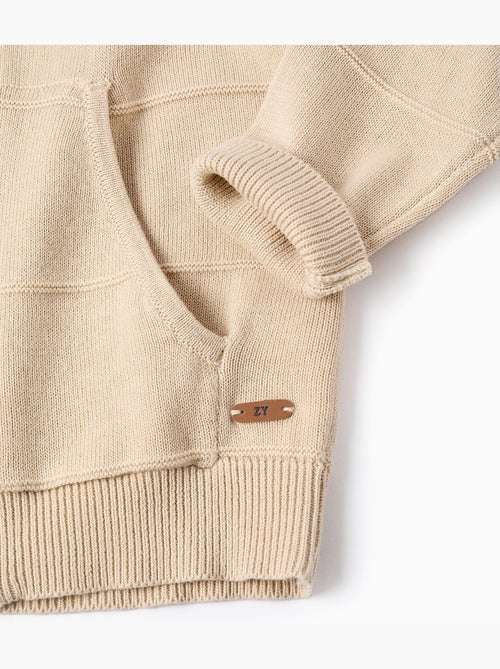 Chaqueta de punto con capucha y líneas en relieve - Kiabi