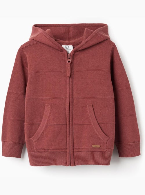 Chaqueta de punto con capucha y líneas en relieve - Kiabi