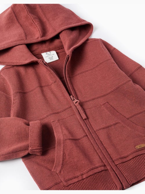 Chaqueta de punto con capucha y líneas en relieve - Kiabi