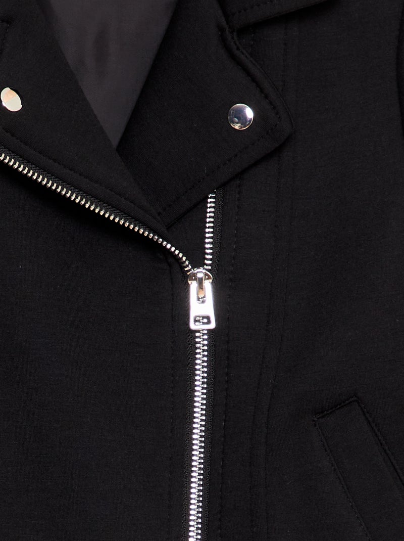 Chaqueta de punto con cierre de cremallera asimétrico negro - Kiabi