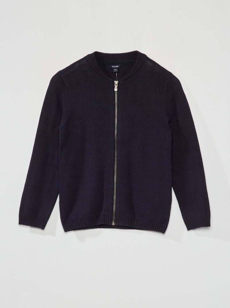 Chaqueta de punto con cremallera azul - Kiabi