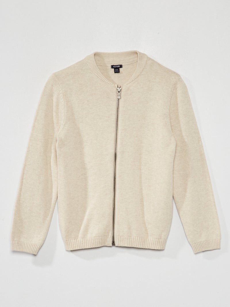 Chaqueta de punto con cremallera BEIGE - Kiabi