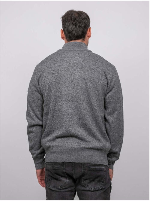Chaqueta de punto con cremallera, cuello alto y motivo geométrico lideral - Kiabi
