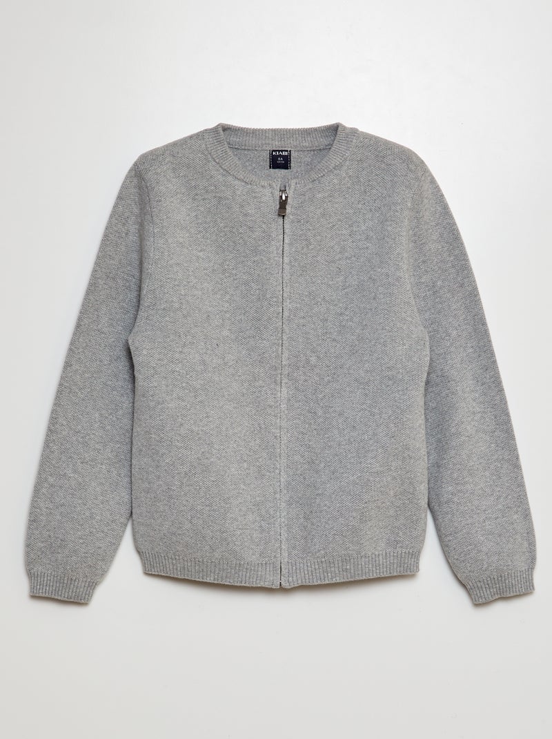 Chaqueta de punto con cremallera GRIS - Kiabi