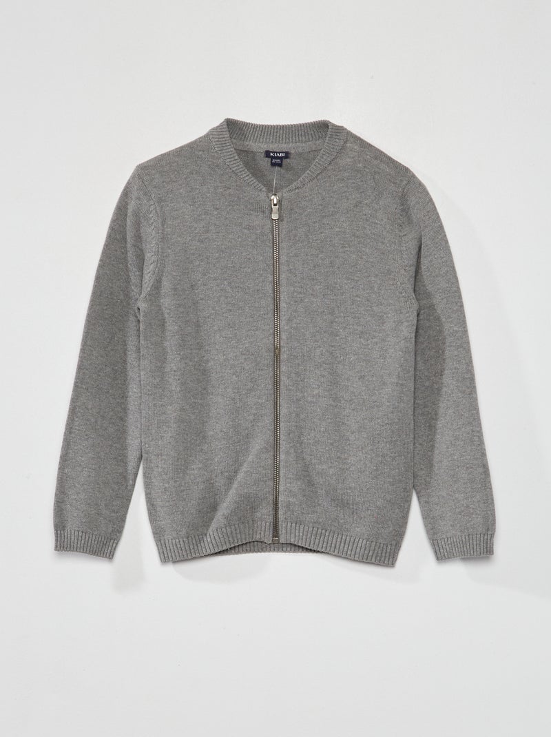Chaqueta de punto con cremallera GRIS - Kiabi