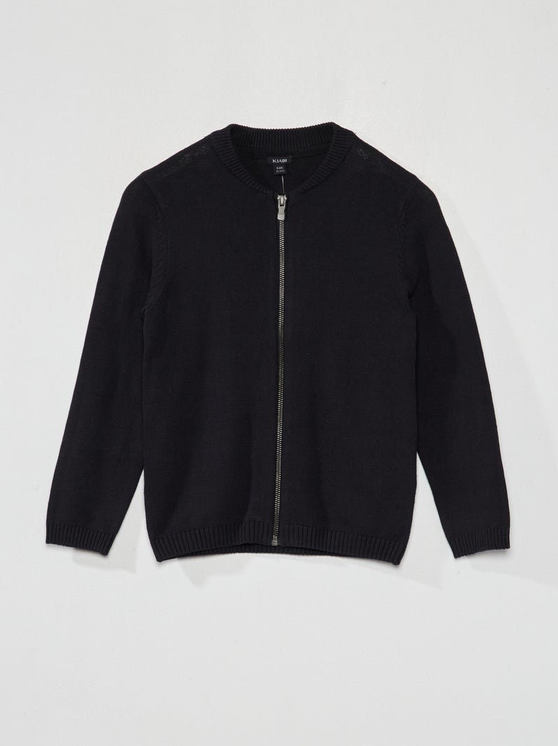 Chaqueta de punto con cremallera Negro - Kiabi