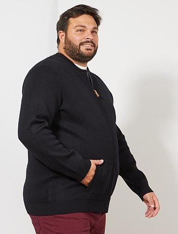 Tallas grandes hombre - Chaqueta de punto con cremallera tipo bomber - Kiabi