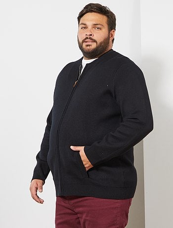 Tallas grandes hombre - Chaqueta de punto con cremallera tipo bomber - Kiabi