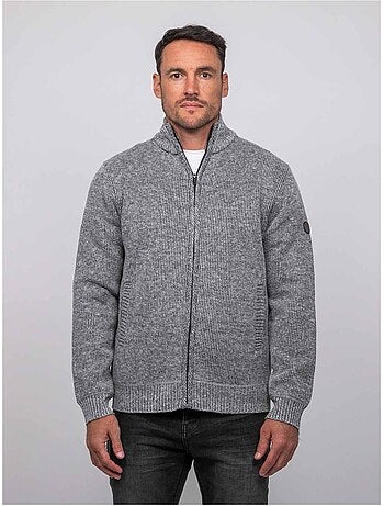 Chaqueta de punto con cremallera y cuello alto laporil