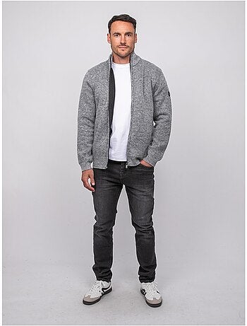 Chaqueta de punto con cremallera y cuello alto laporil