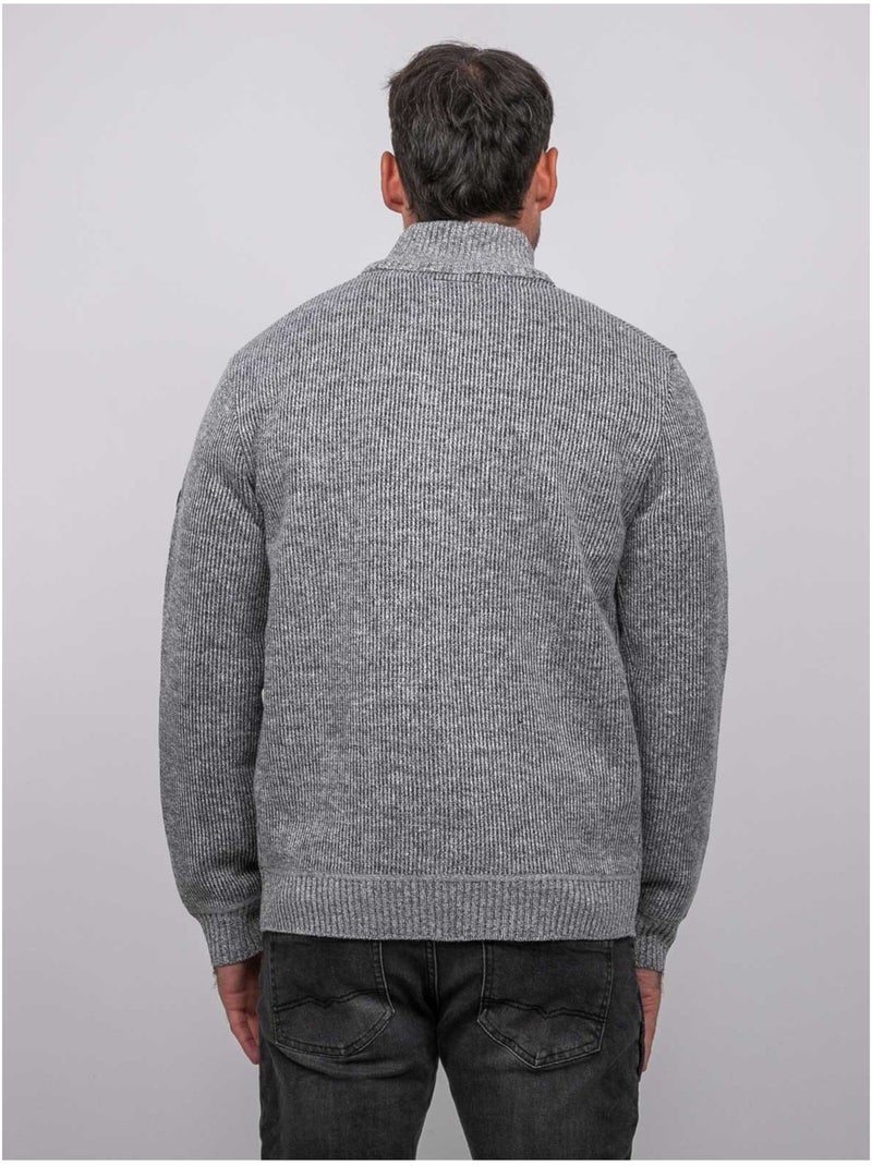 Chaqueta de punto con cremallera y cuello alto laporil Gris - Kiabi