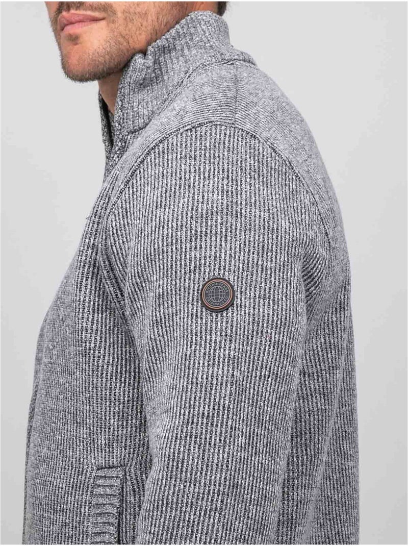 Chaqueta de punto con cremallera y cuello alto laporil Gris - Kiabi