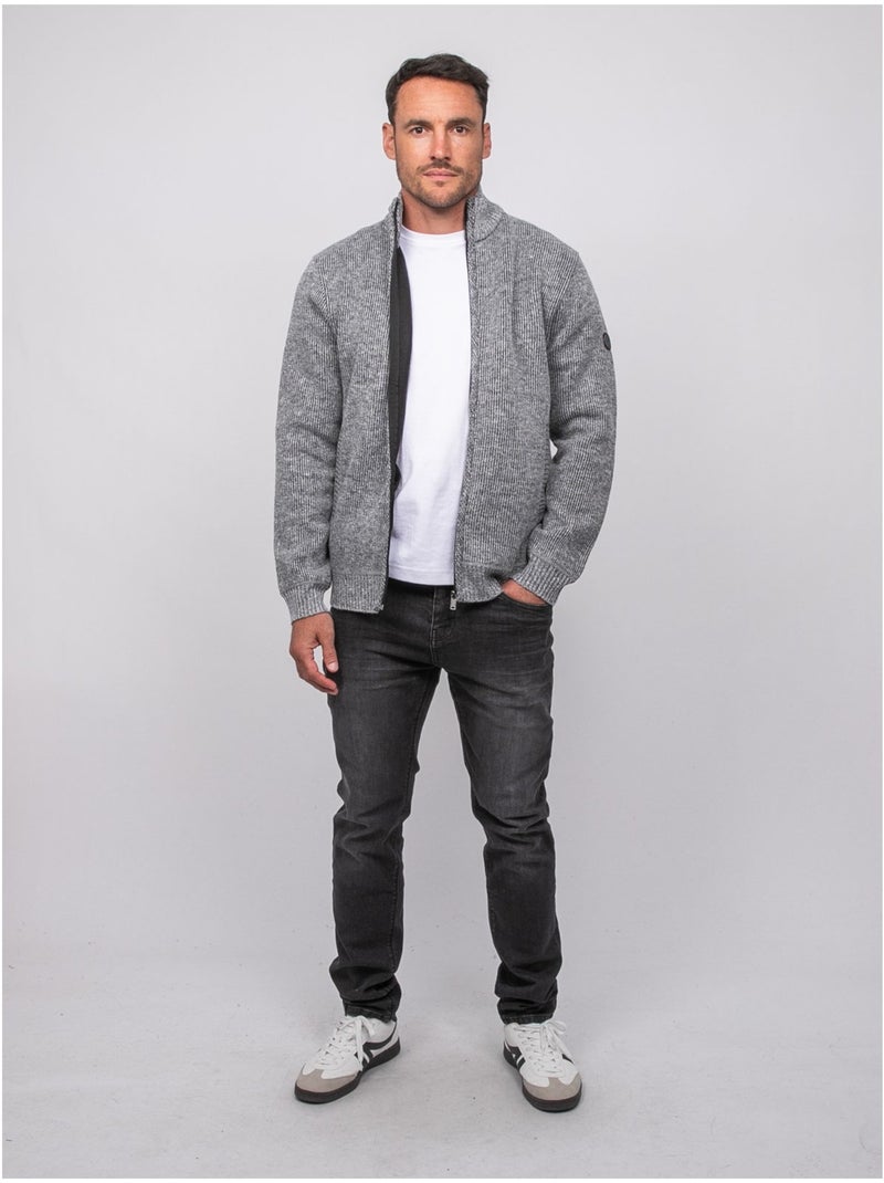 Chaqueta de punto con cremallera y cuello alto laporil Gris - Kiabi