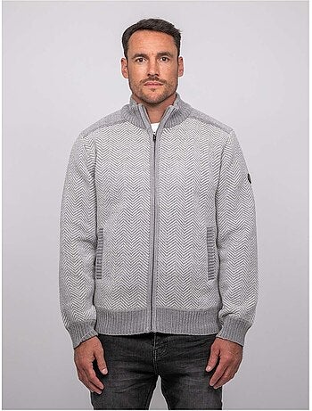 Chaqueta de punto con cremallera y motivo espiga lenidico