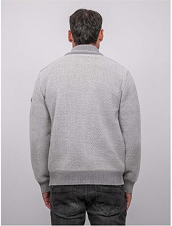 Chaqueta de punto con cremallera y motivo espiga lenidico