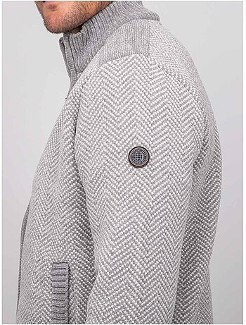 Chaqueta de punto con cremallera y motivo espiga lenidico