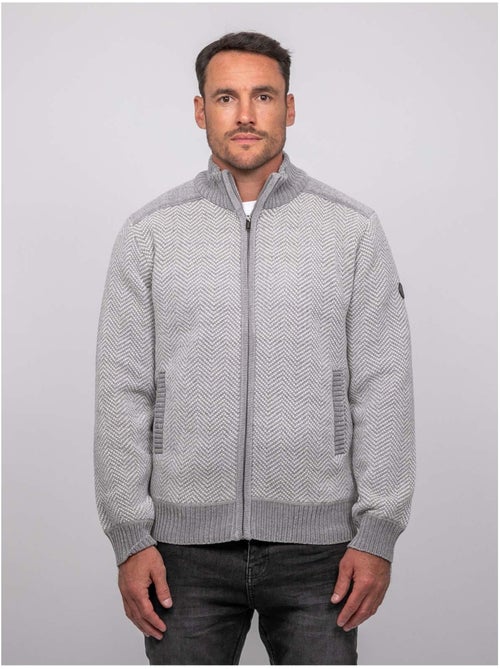 Chaqueta de punto con cremallera y motivo espiga lenidico - Kiabi
