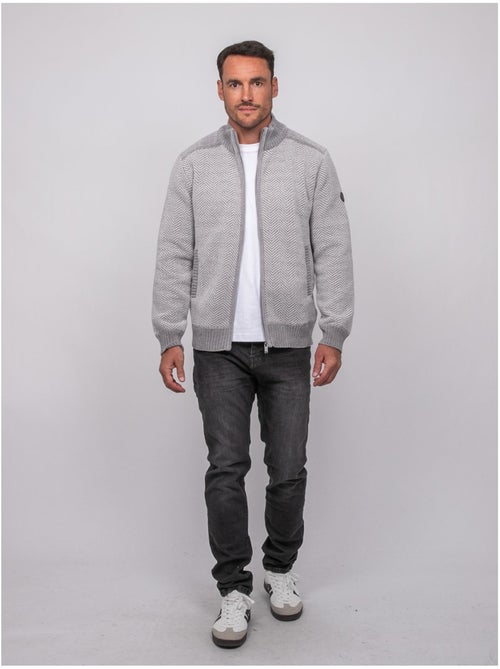 Chaqueta de punto con cremallera y motivo espiga lenidico - Kiabi