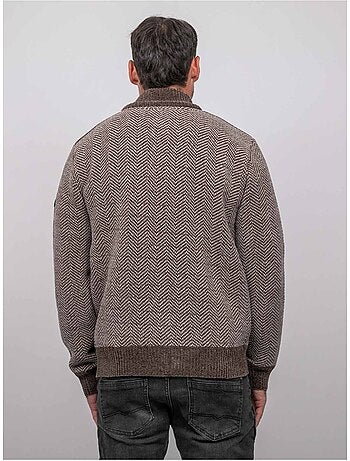 Chaqueta de punto con cremallera y motivo espiga lenidico