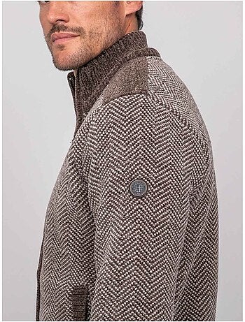 Chaqueta de punto con cremallera y motivo espiga lenidico