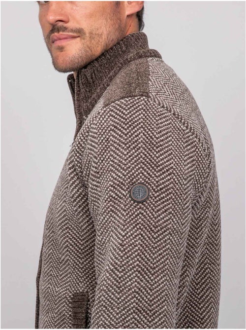 Chaqueta de punto con cremallera y motivo espiga lenidico - Kiabi