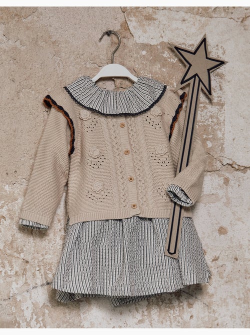 Chaqueta de punto con croché y volantes B&S - Kiabi