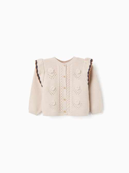 Chaqueta de punto con croché y volantes B&S - Kiabi