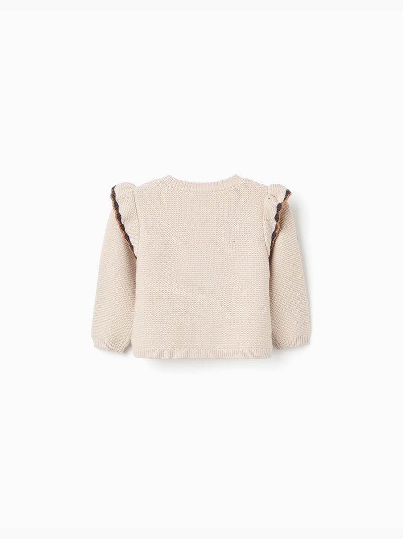 Chaqueta de punto con croché y volantes B&S Beige claro - Kiabi