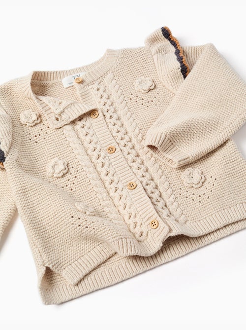 Chaqueta de punto con croché y volantes B&S - Kiabi
