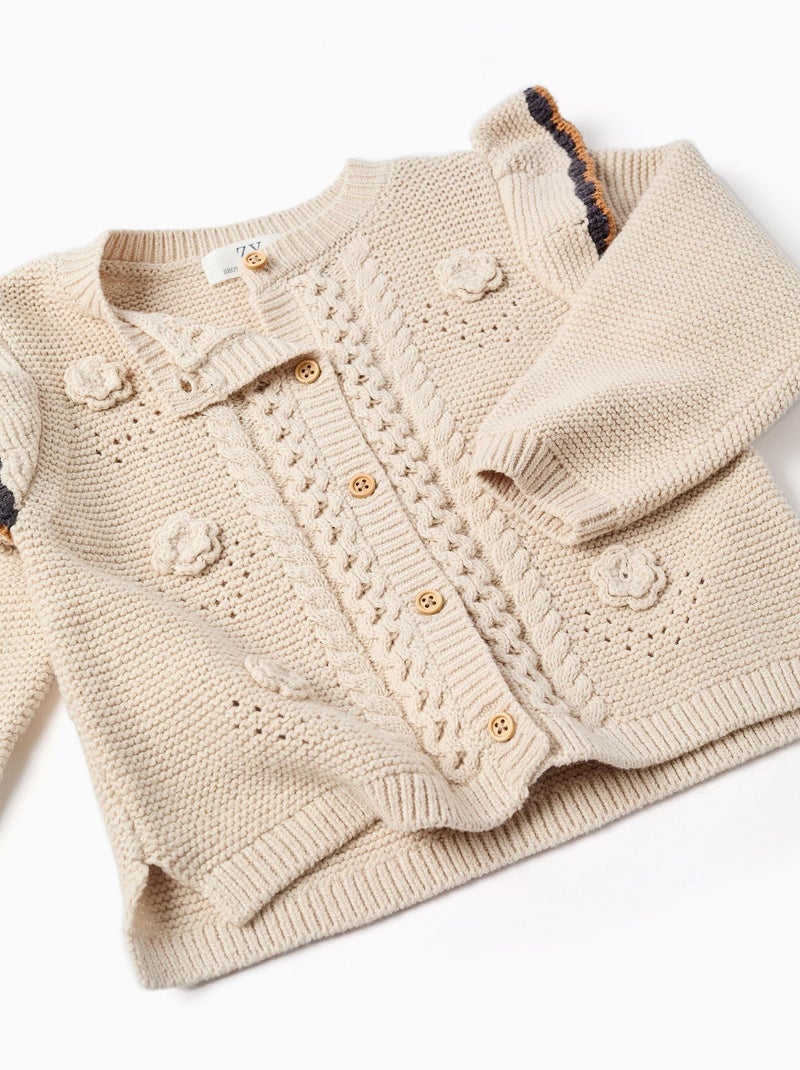 Chaqueta de punto con croché y volantes B&S Beige claro - Kiabi