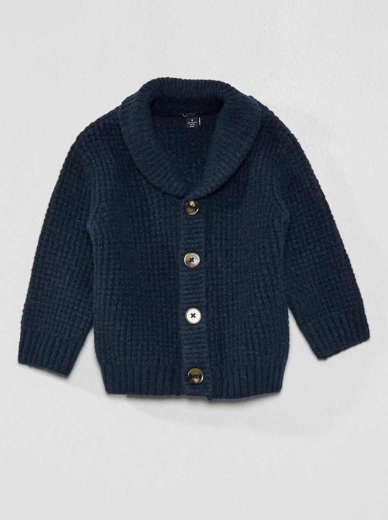 Chaqueta de punto con cuello chal azul - Kiabi