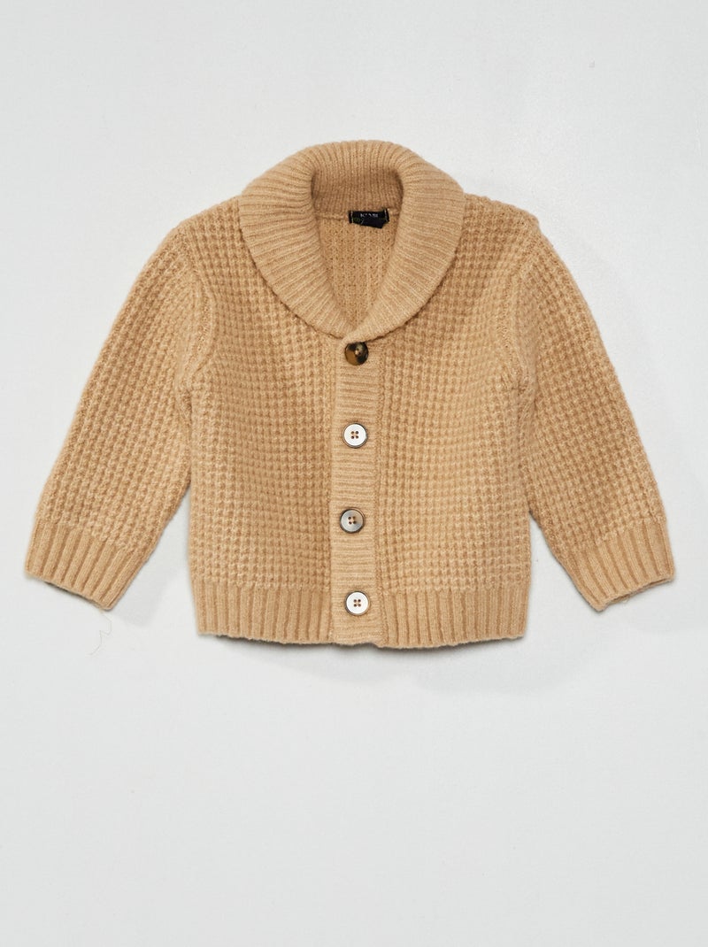 Chaqueta de punto con cuello chal BEIGE - Kiabi