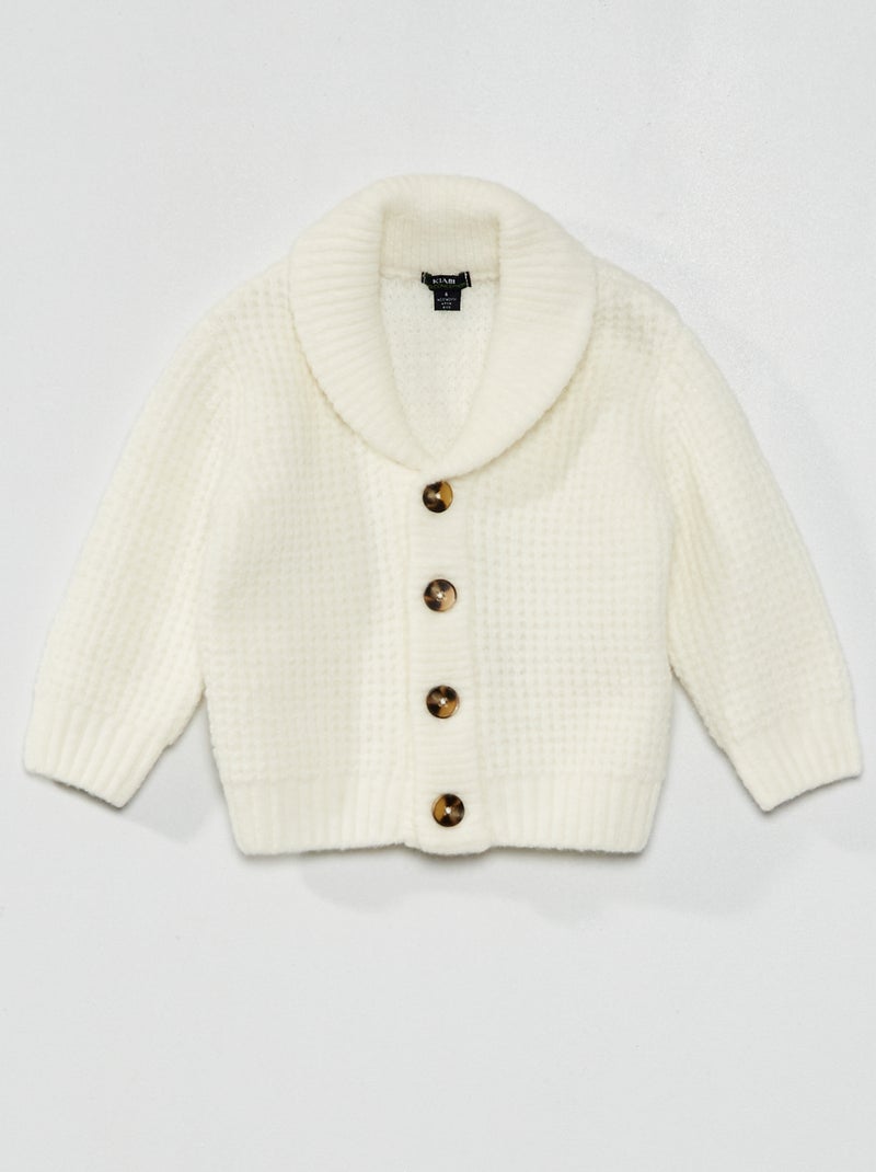 Chaqueta de punto con cuello chal Blanco - Kiabi