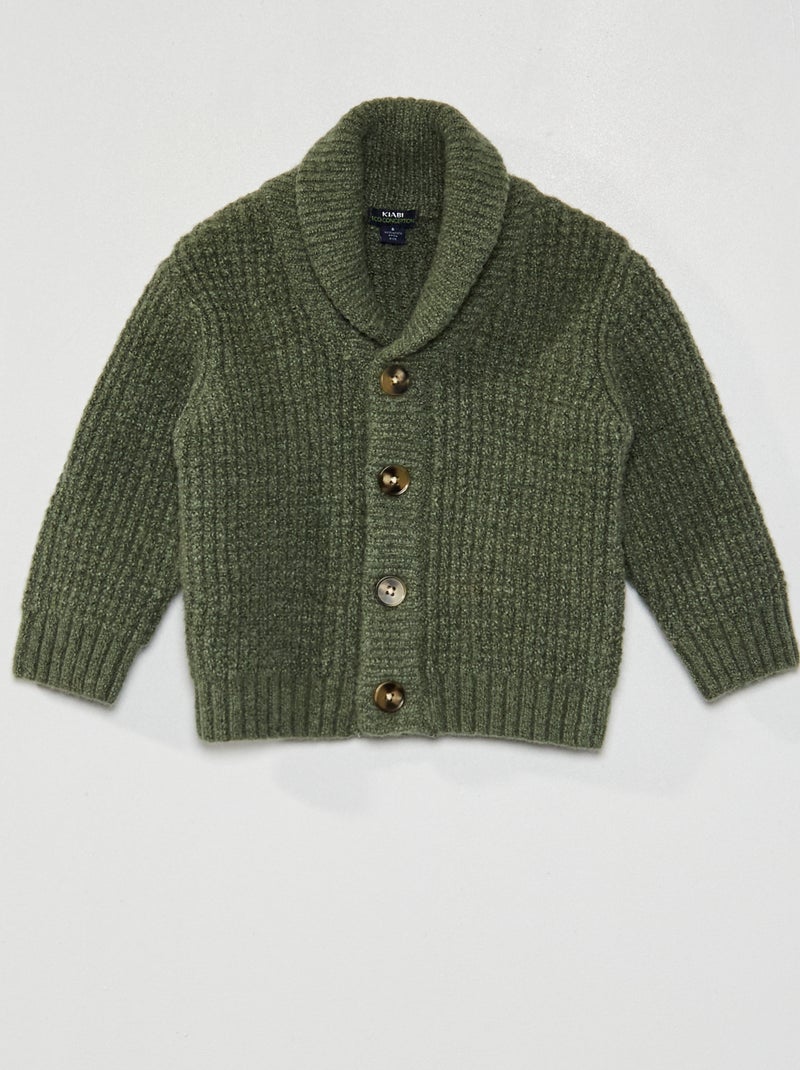 Chaqueta de punto con cuello chal VERDE - Kiabi