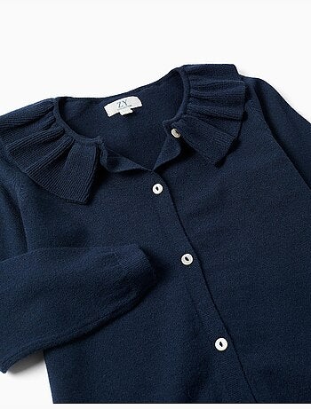 Chaqueta de punto con cuello con volantes