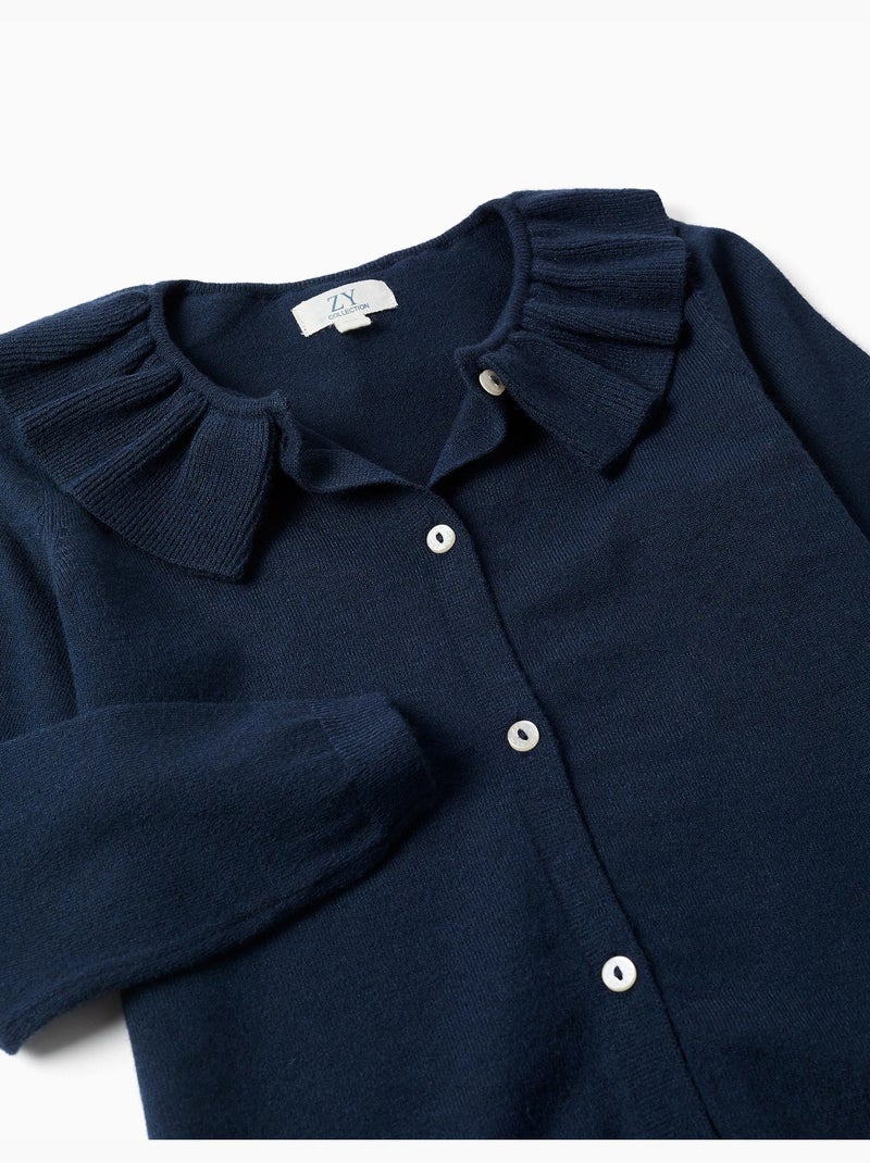 Chaqueta de punto con cuello con volantes Azul Azul - Kiabi