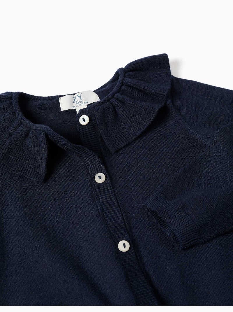 Chaqueta de punto con cuello con volantes Azul oscuro - Kiabi