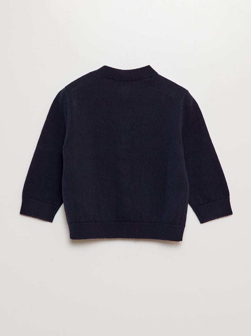 Chaqueta de punto con cuello de pico azul - Kiabi