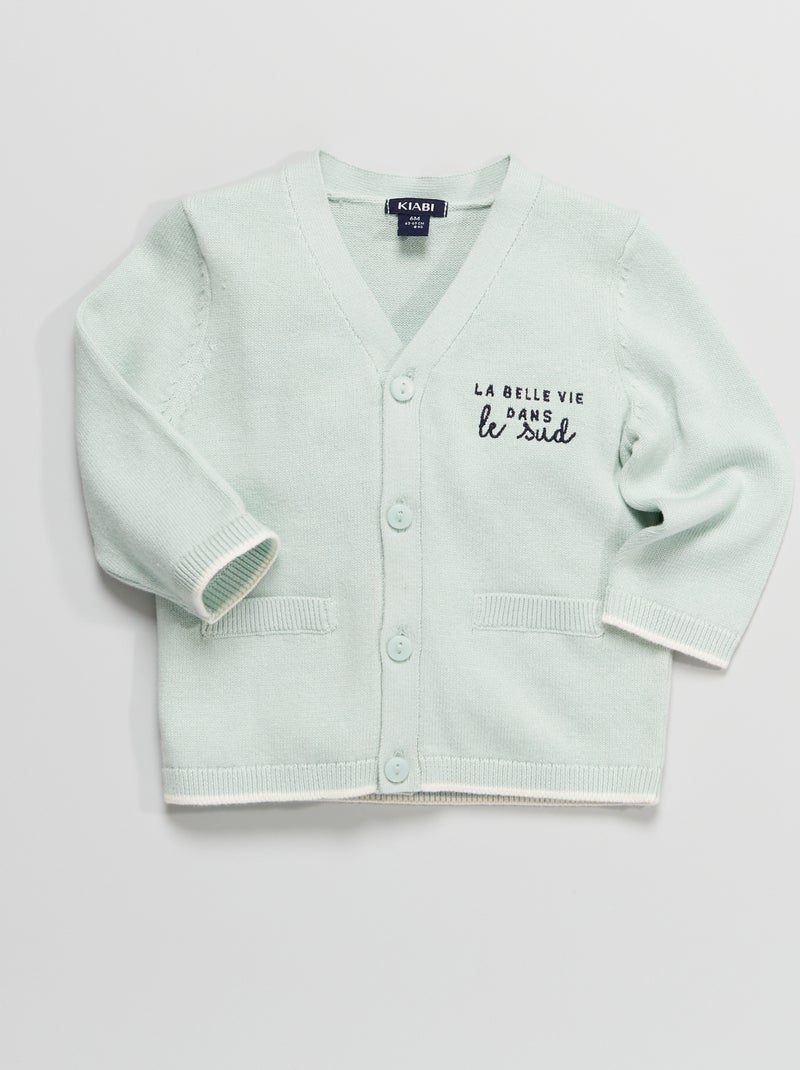 Chaqueta de punto con cuello de pico AZUL - Kiabi