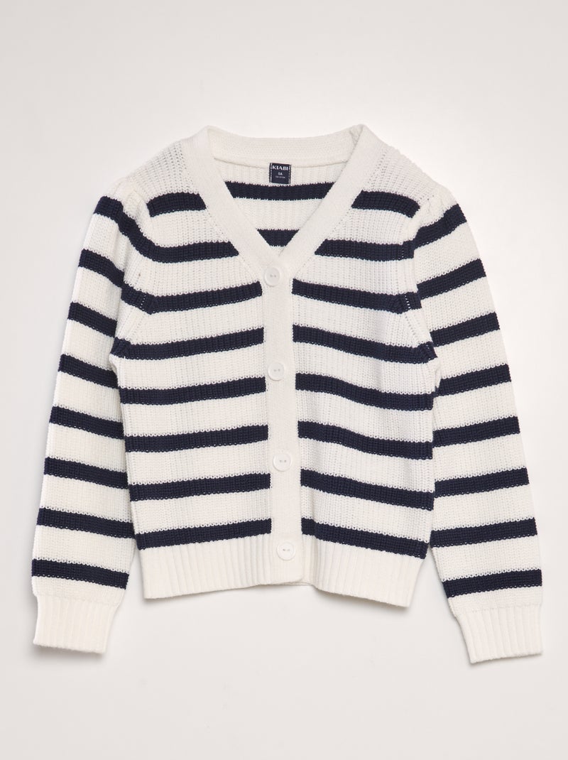 Chaqueta de punto con cuello de pico BLANCO - Kiabi