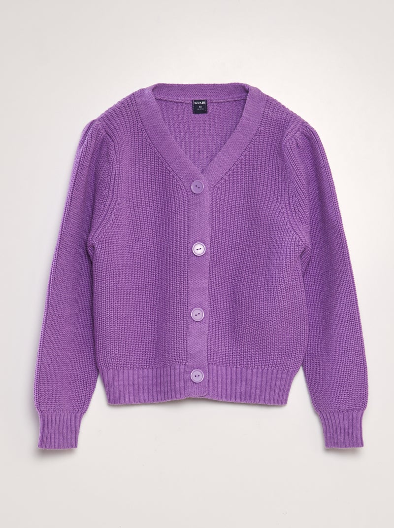 Chaqueta de punto con cuello de pico PURPURA - Kiabi