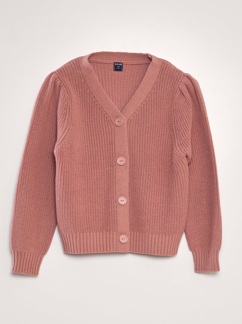 Chaqueta de punto con cuello de pico ROSA - Kiabi