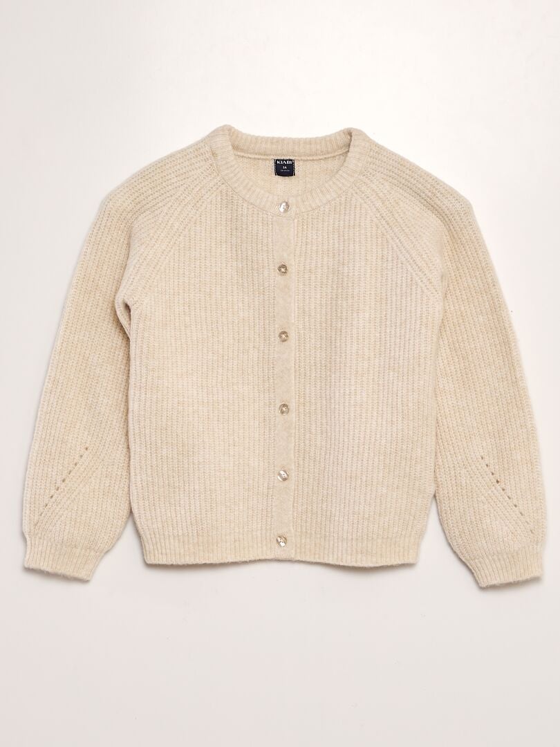 Chaqueta de punto con cuello redondo BEIGE - Kiabi