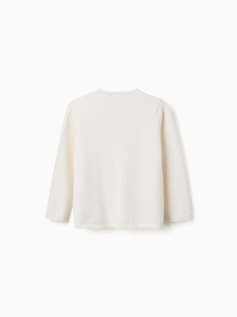 Chaqueta de punto con cuello redondo Blanco - Kiabi